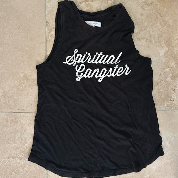 Spiritual gangster tank top. Black with white writing. Xs - Picture 1 of 3